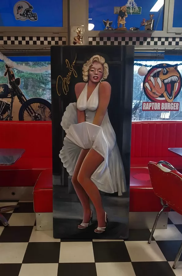 Marilyn Monreo életnagyságú dombormű polisztirolból/ kérgesítve 